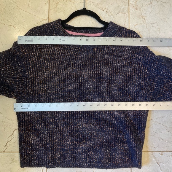 rag and bone black crew sweater with rust metallic thread, bottoms at cuff, Sz S - Picture 10 of 12